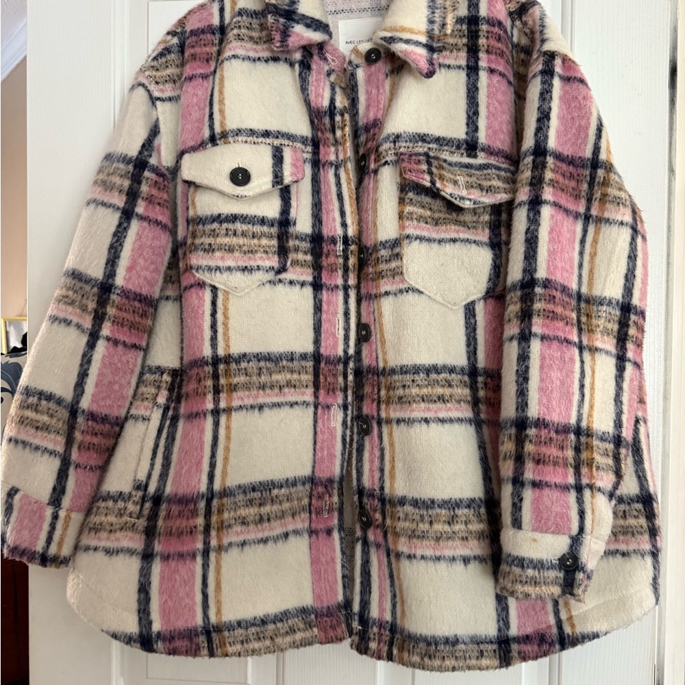 Plaid Jacket in Pink and Cream